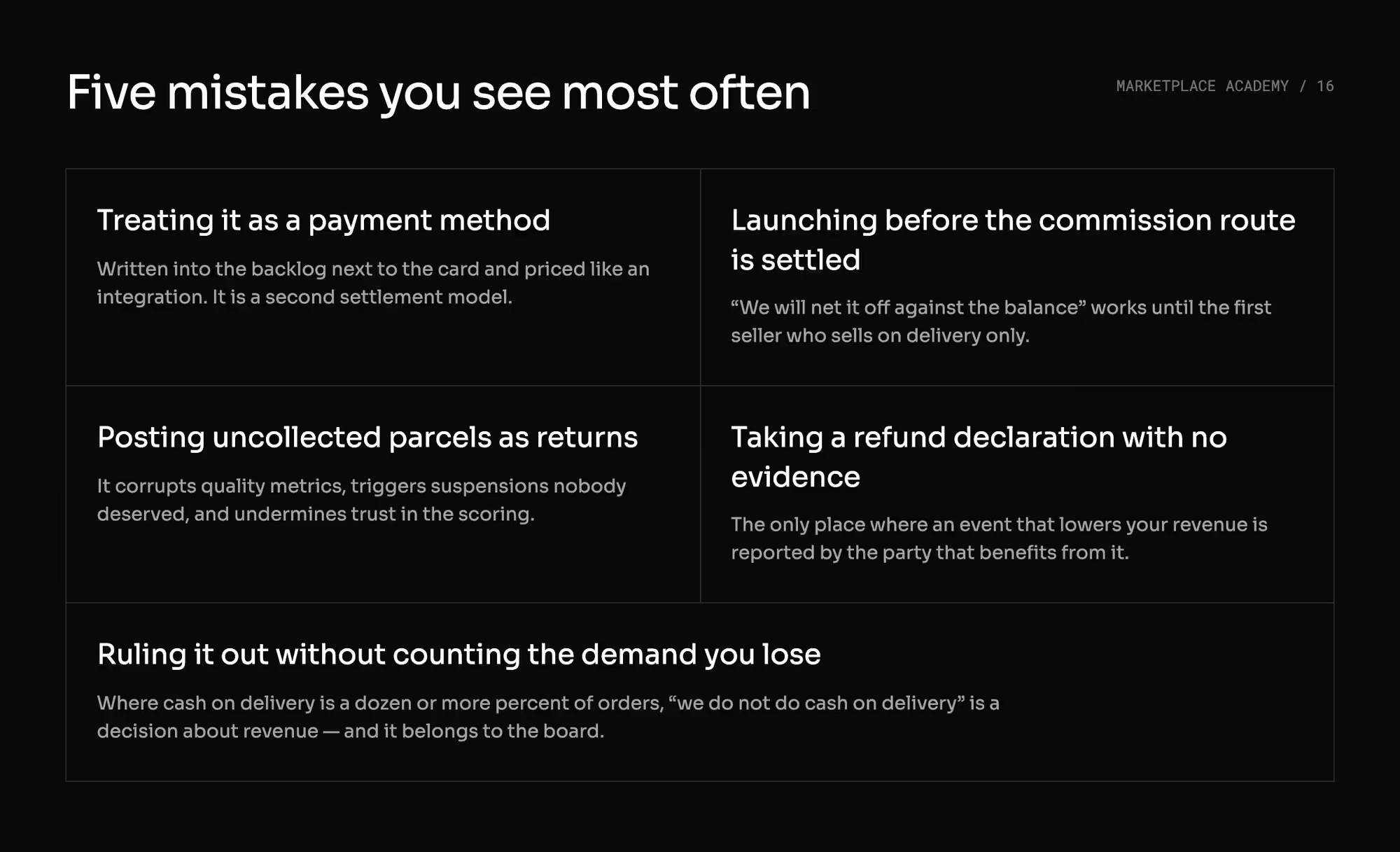 The five most common mistakes marketplaces make with cash on delivery