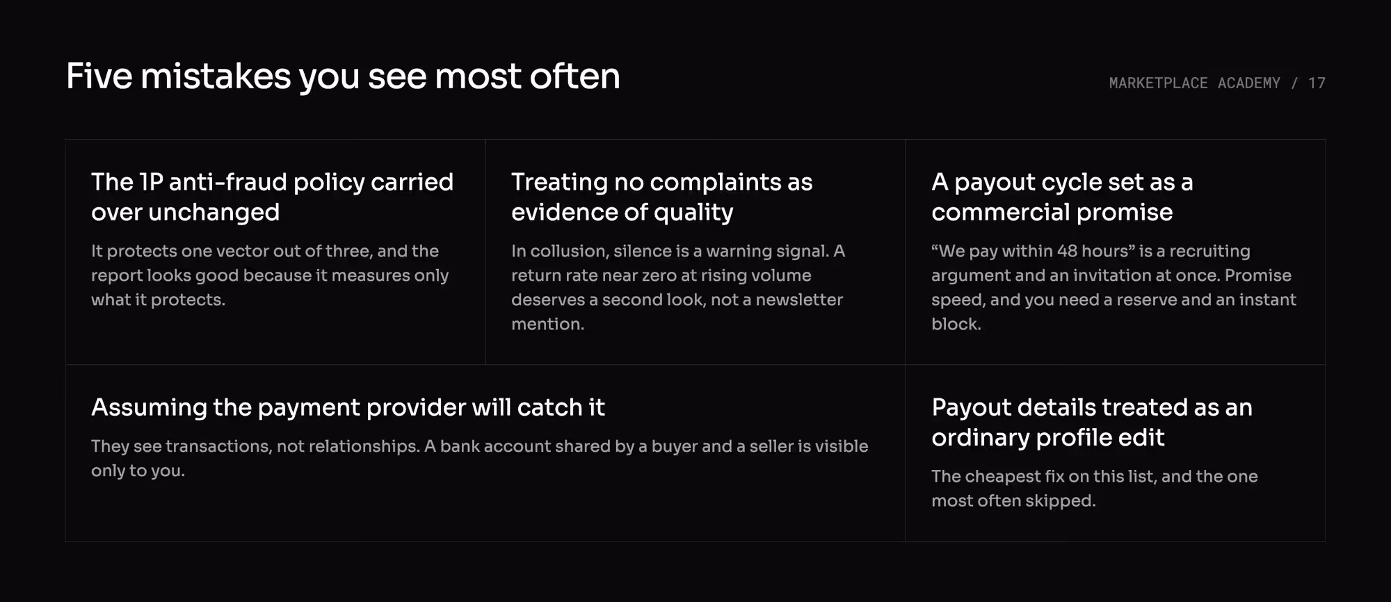 The five most common mistakes in marketplace fraud prevention