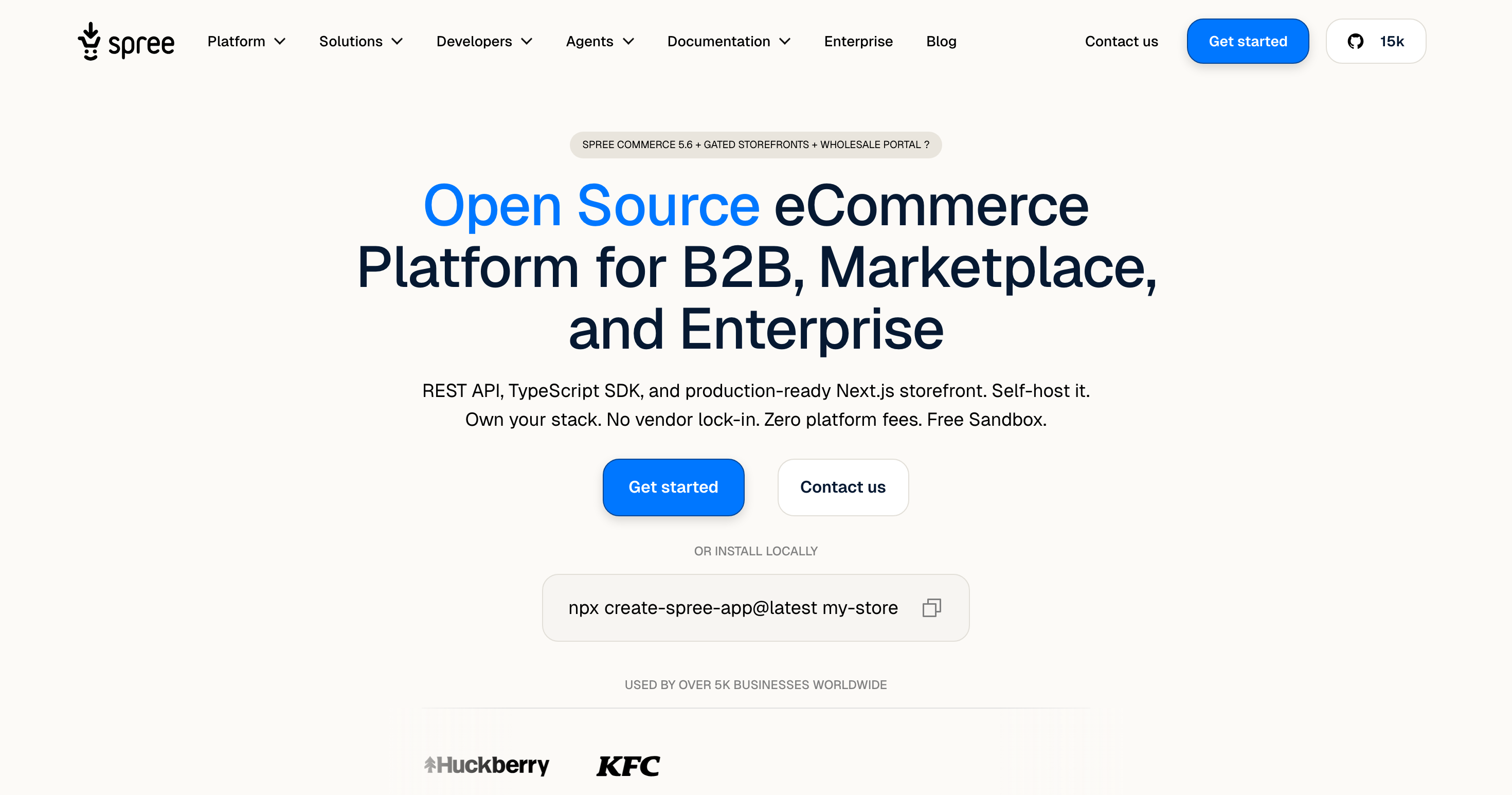 The Spree Commerce homepage