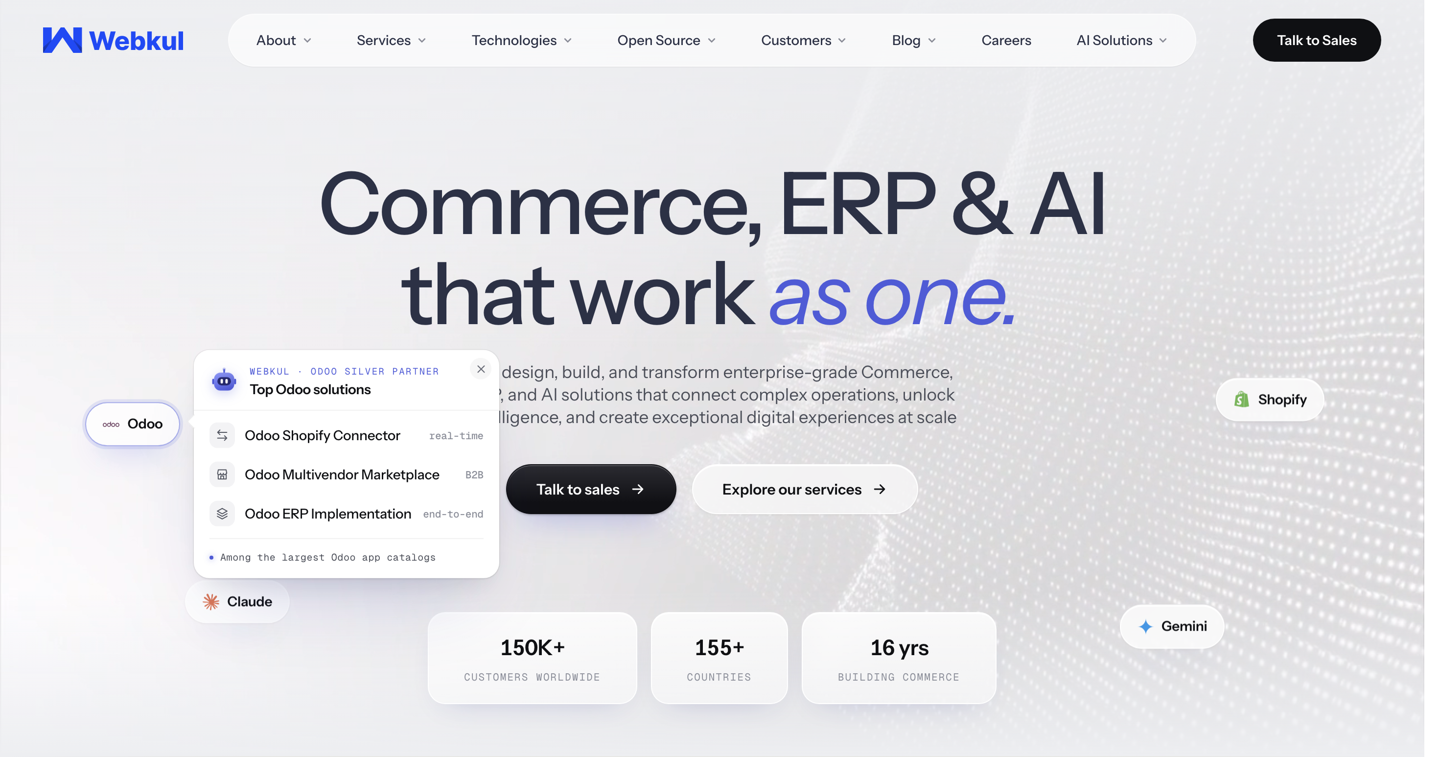 The Webkul homepage